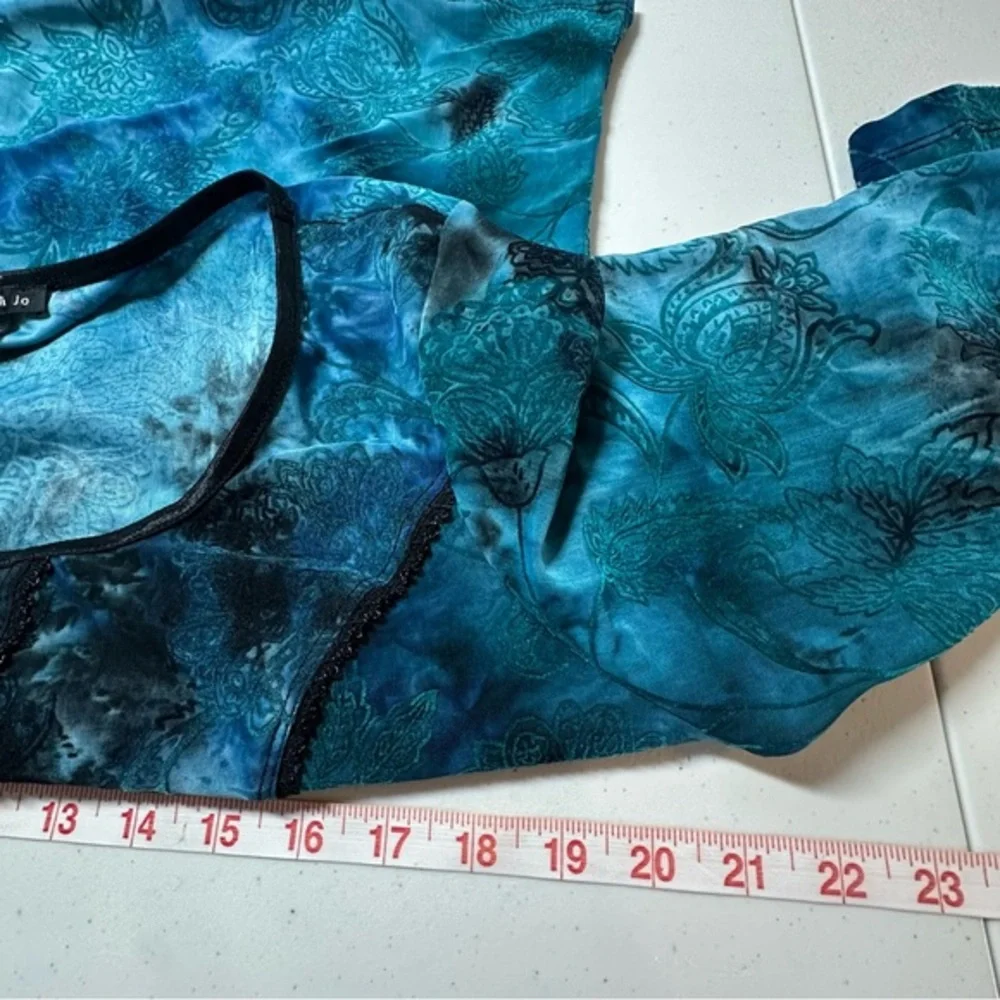 Vtg Y2K Women's Corset Top Sz L Velvet Witchy Fairy Gothic Blue Black Sam and Jo - Picture 14 of 16